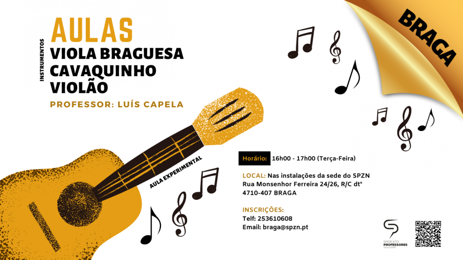 SPZN Braga vai promover aulas de cavaquinho, violão e viola braguesa